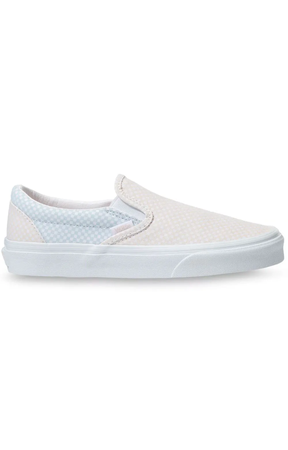 (3Tb44A) Pastel Checkerboard Classic Slip On Shoes   Misty Blue