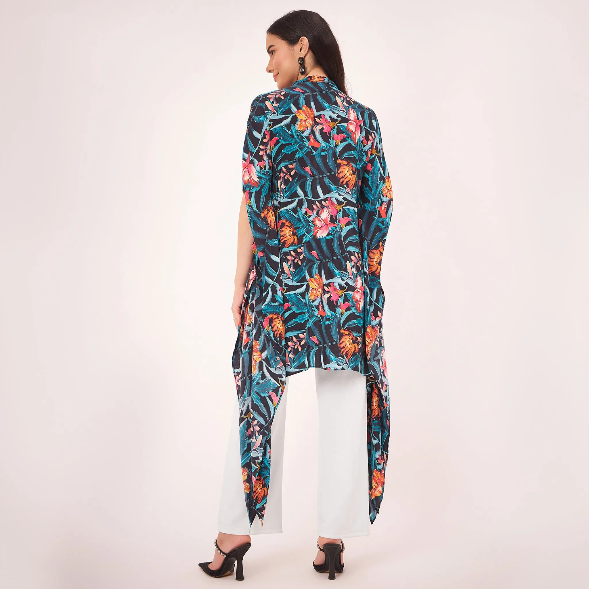 Black Tropical Print Tunic