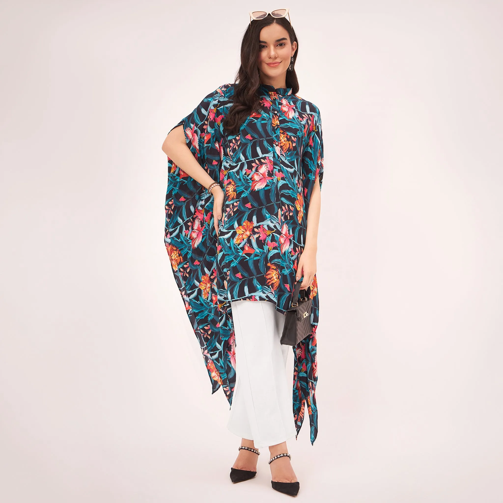 Black Tropical Print Tunic