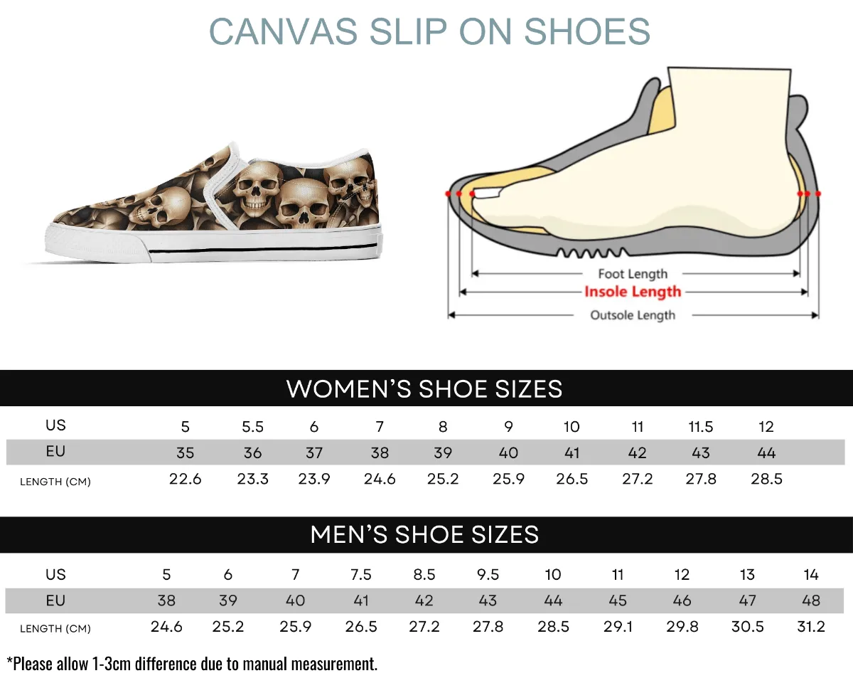 Bronze Skull Slip Ons