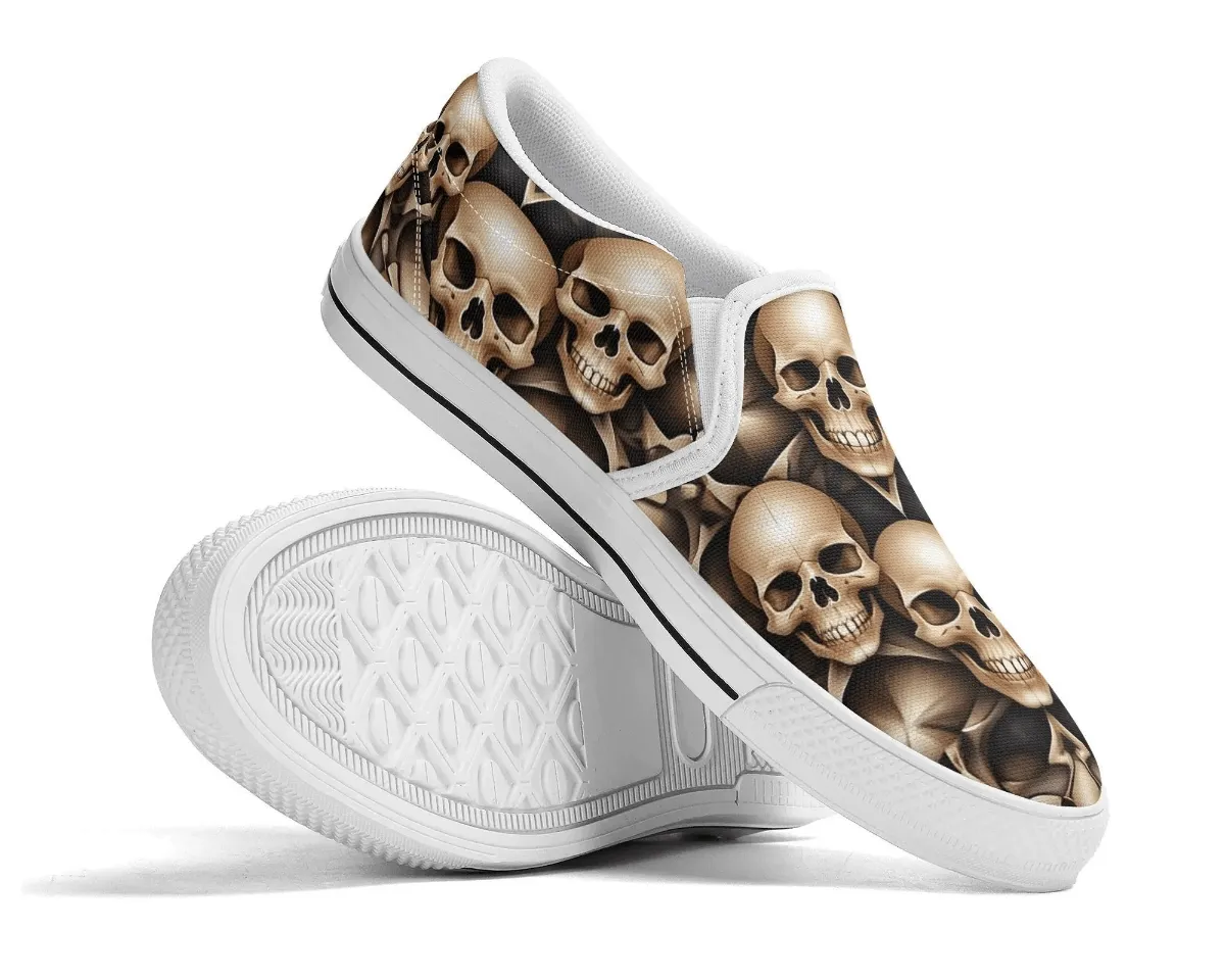 Bronze Skull Slip Ons