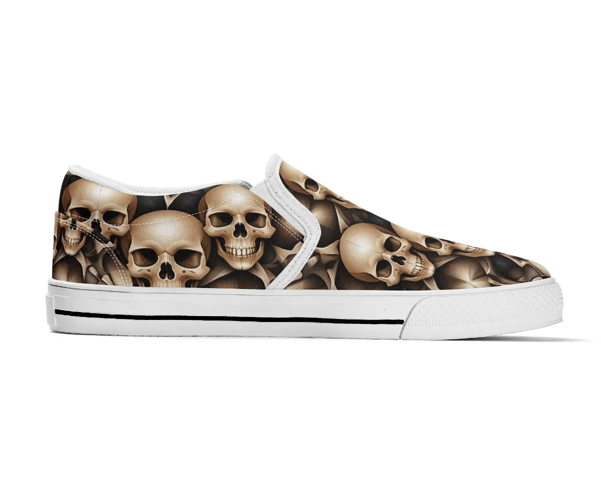 Bronze Skull Slip Ons