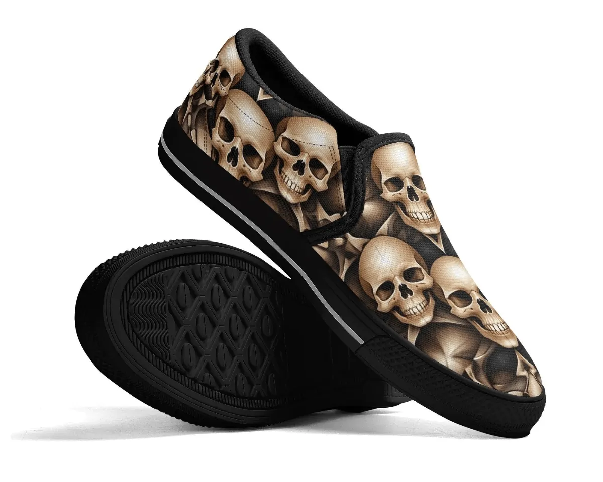 Bronze Skull Slip Ons