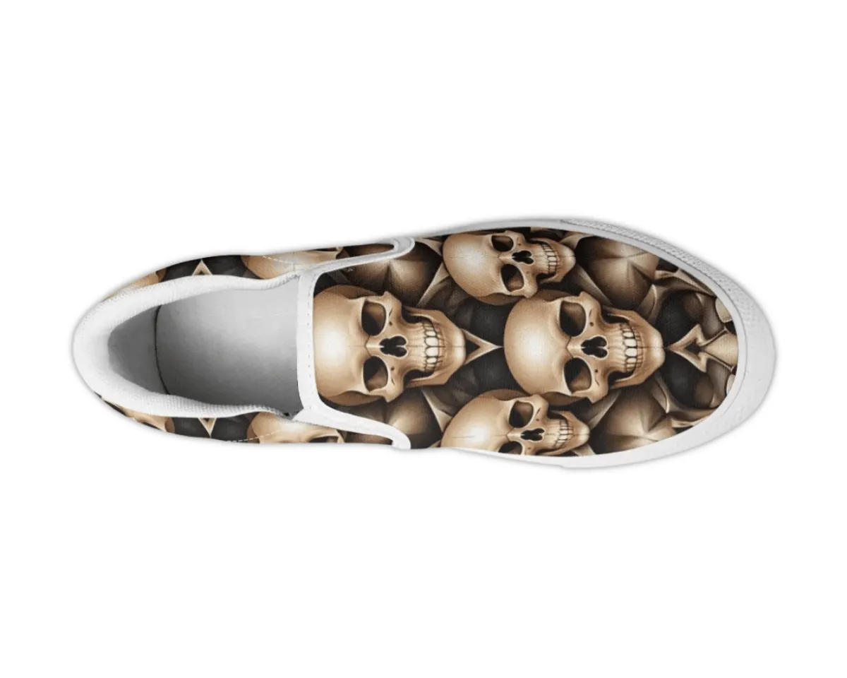Bronze Skull Slip Ons