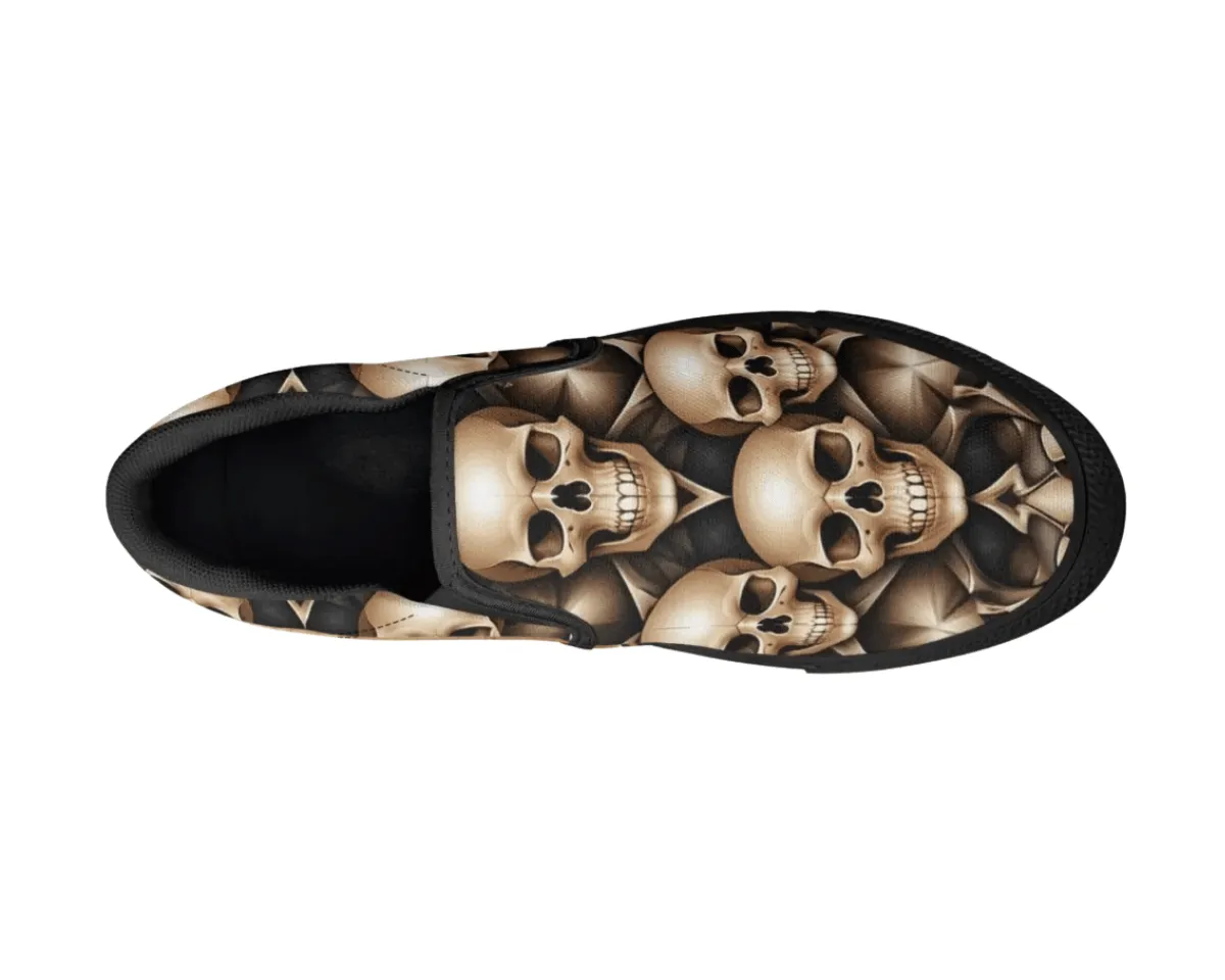 Bronze Skull Slip Ons