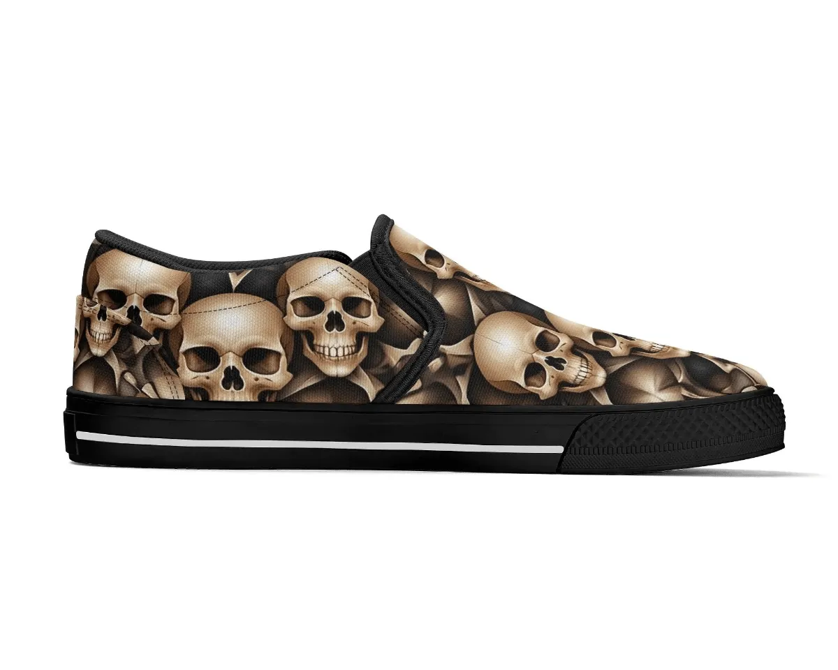 Bronze Skull Slip Ons