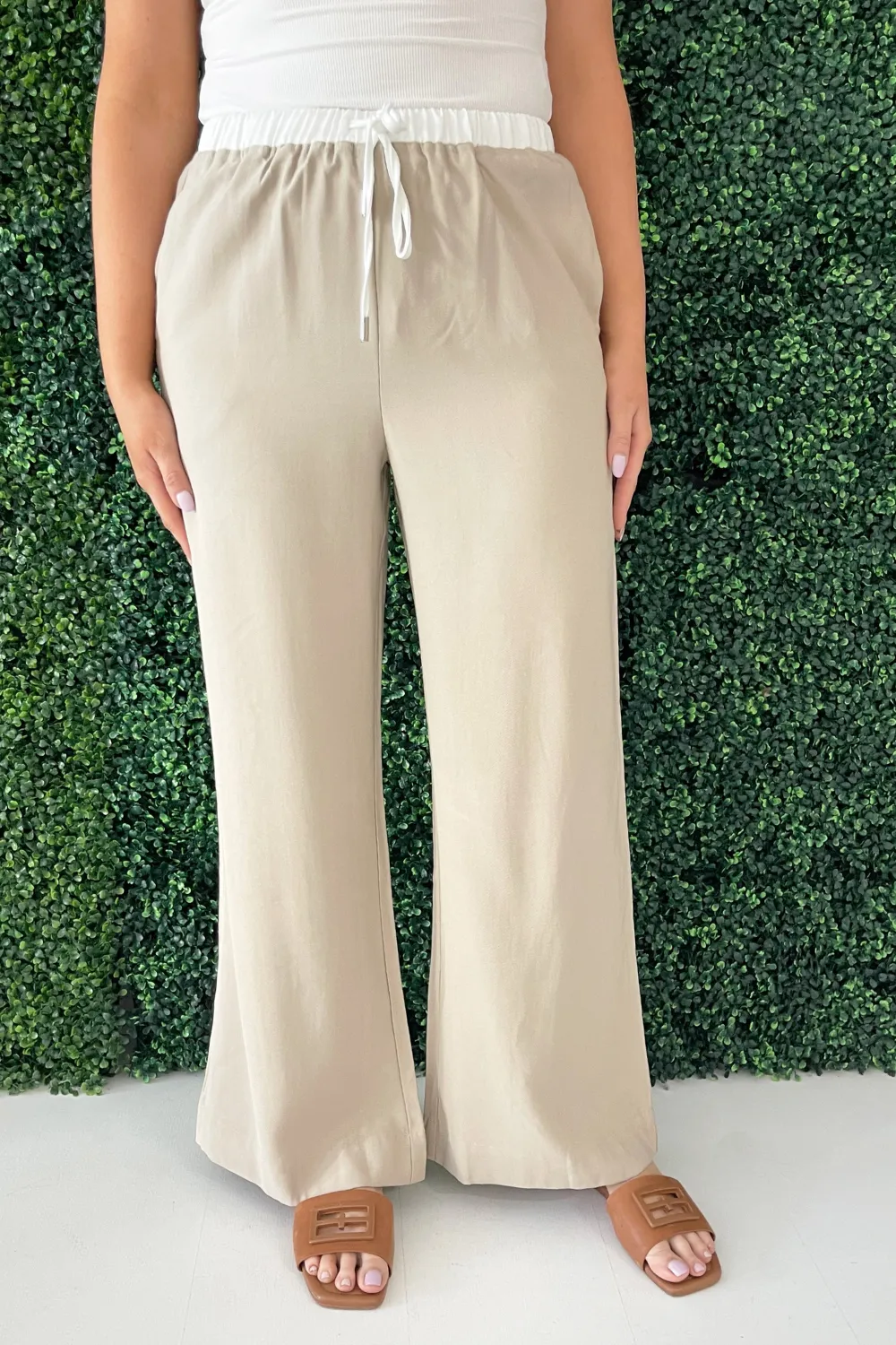 Elastic Waist Wide Leg Pants