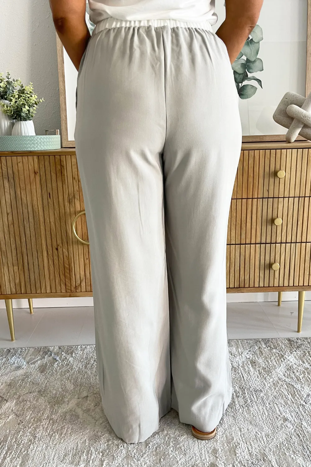 Elastic Waist Wide Leg Pants