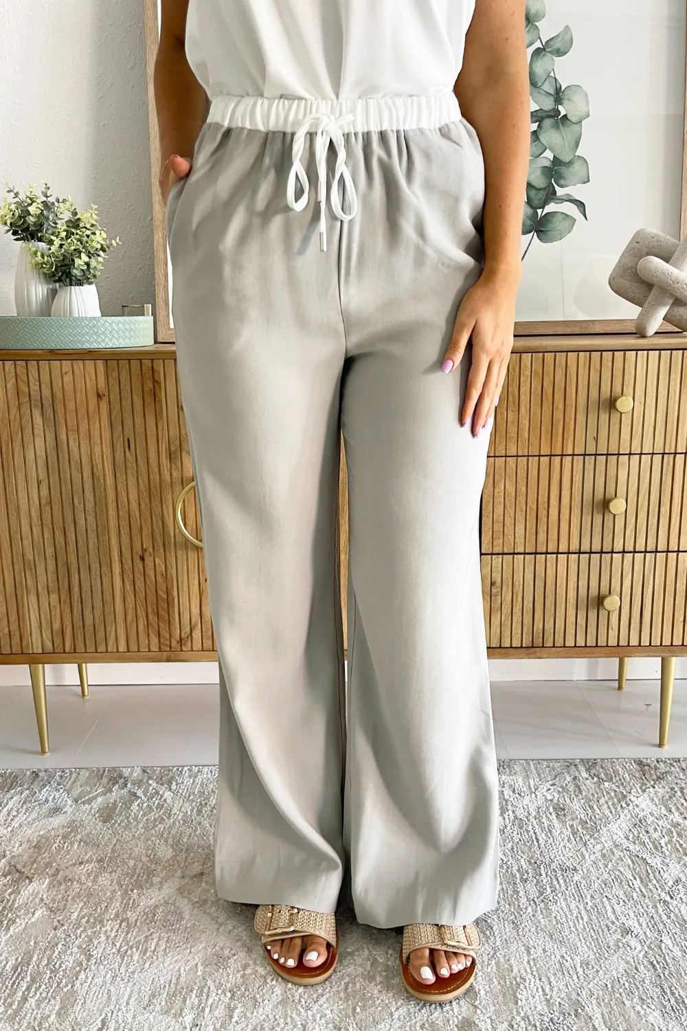 Elastic Waist Wide Leg Pants