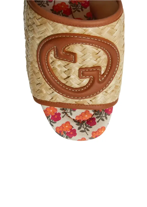 Gucci Mabel Interlocking G Raffia Sandals