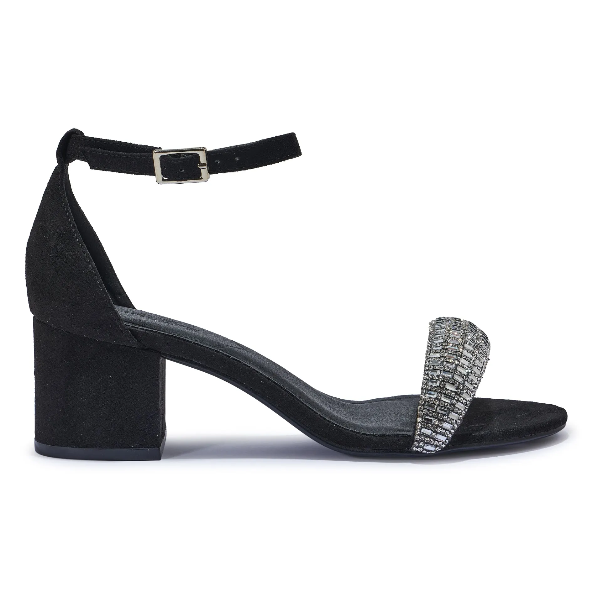 HALLIE321 PADDED DIAMANTE BLOCK HEEL SANDAL
