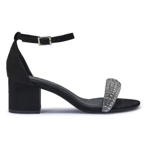 HALLIE321 PADDED DIAMANTE BLOCK HEEL SANDAL
