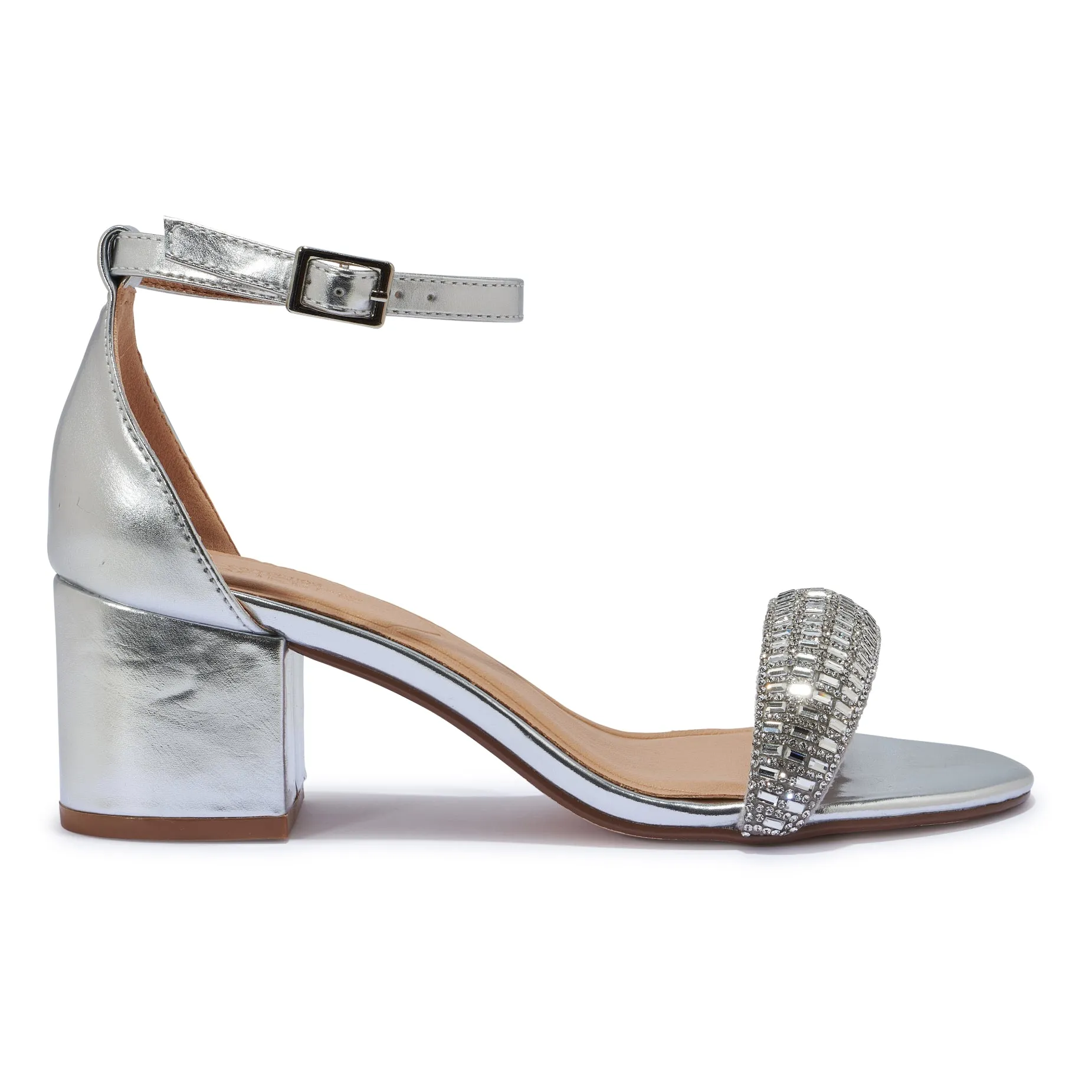 HALLIE321 PADDED DIAMANTE BLOCK HEEL SANDAL