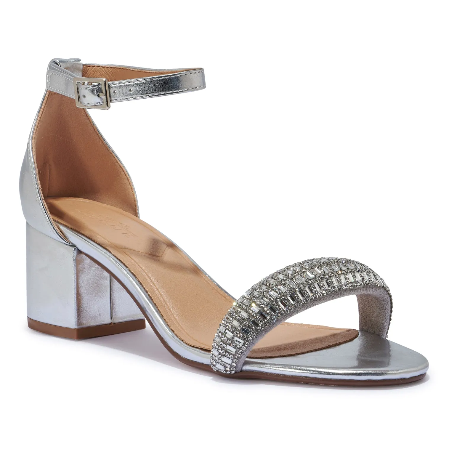 HALLIE321 PADDED DIAMANTE BLOCK HEEL SANDAL