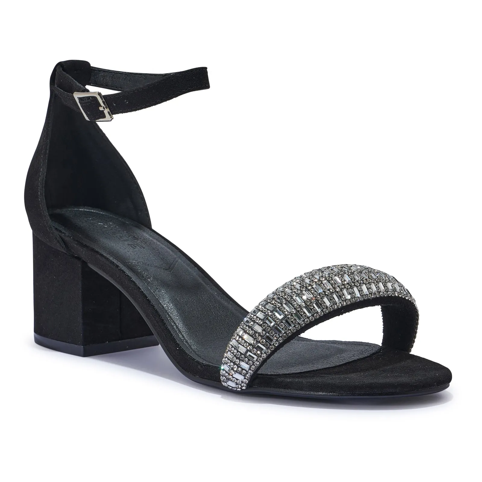 HALLIE321 PADDED DIAMANTE BLOCK HEEL SANDAL