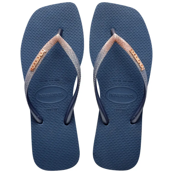 HAVAIANAS SLIM SQUARE GLITTER - INDIGO BLUE
