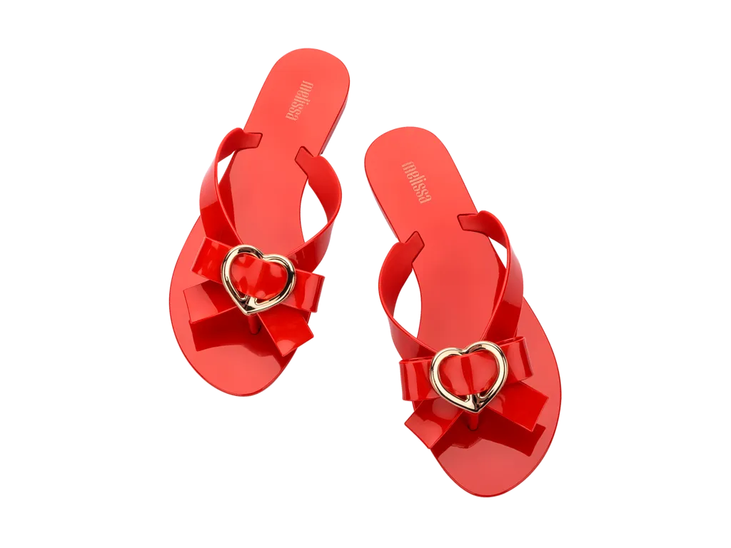 Melissa Flame AD Heart Embellished Slides Red Slip-on For Women
