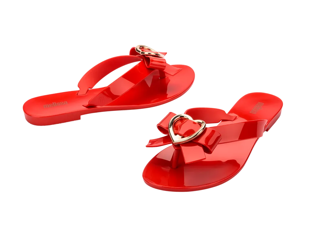 Melissa Flame AD Heart Embellished Slides Red Slip-on For Women