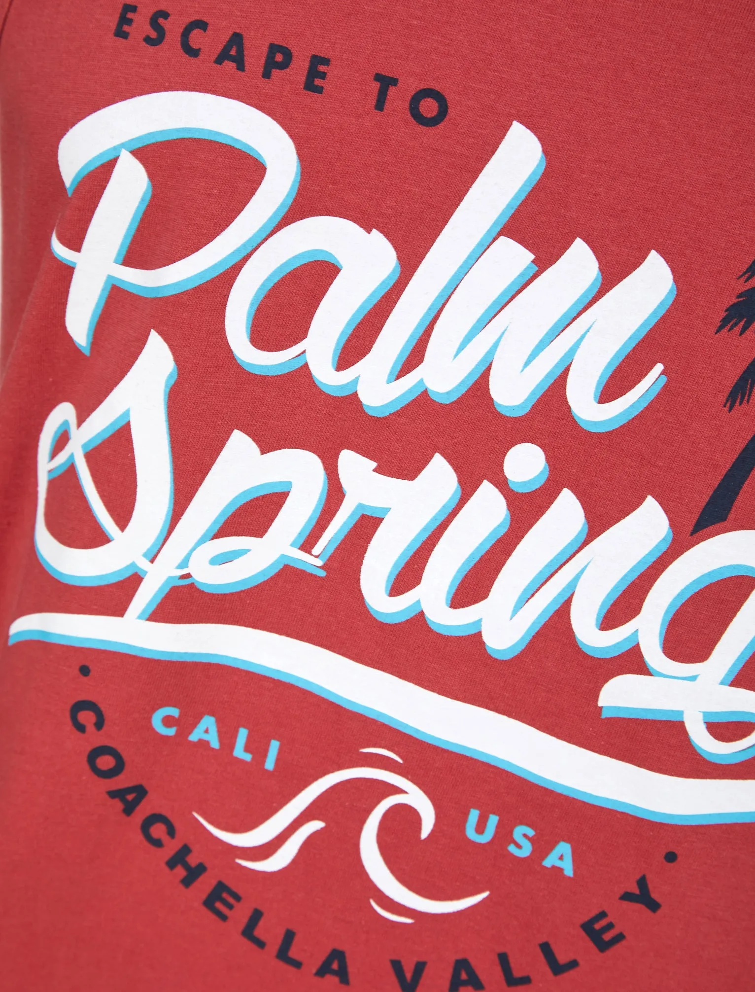 Palm Springs Motif Print Cotton Vest Top in Garnet Rose - South Shore