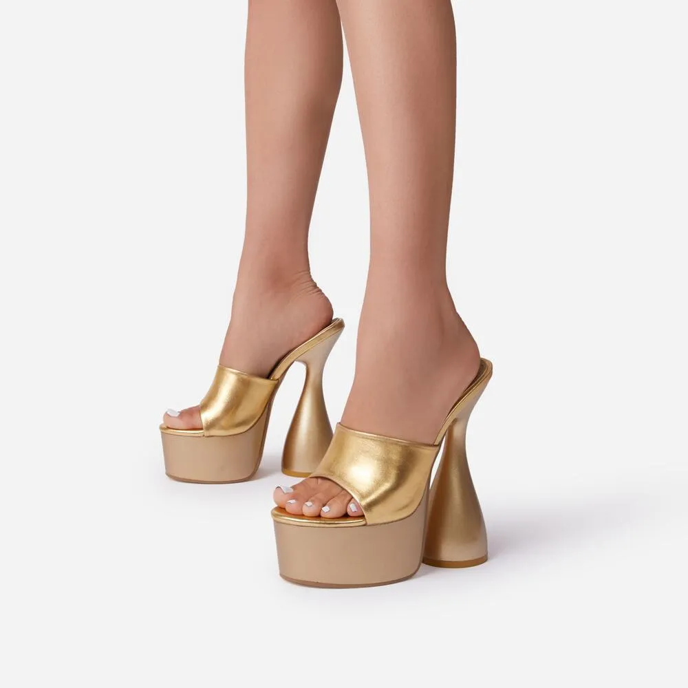 Peep Toe Platform Mule Heel Sandals Own-It By Lemonade