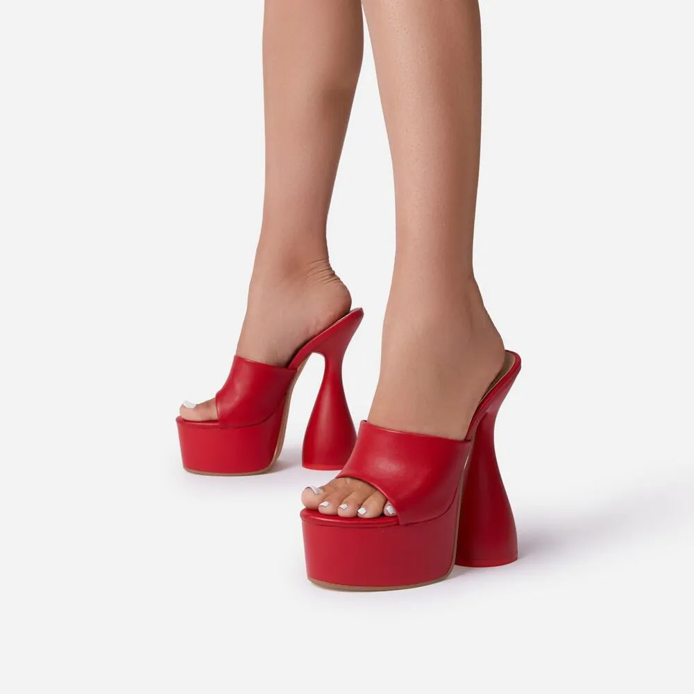 Peep Toe Platform Mule Heel Sandals Own-It By Lemonade