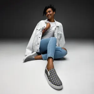 Purple Check Canvas Shoes Women Slip