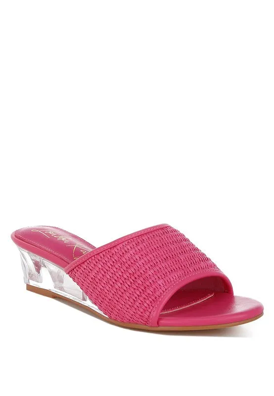 Raffia Clear Heel Wedge Sandals
