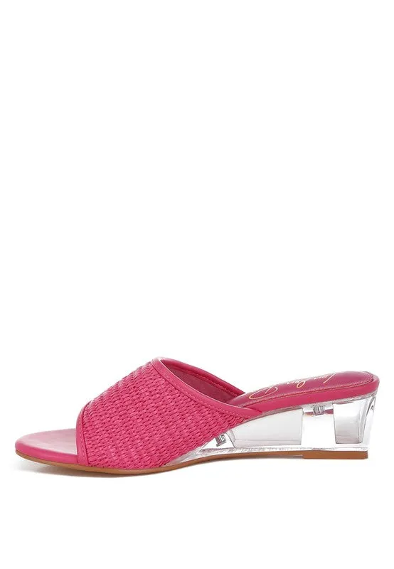 Raffia Clear Heel Wedge Sandals