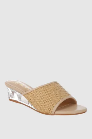 Raffia Clear Heel Wedge Sandals