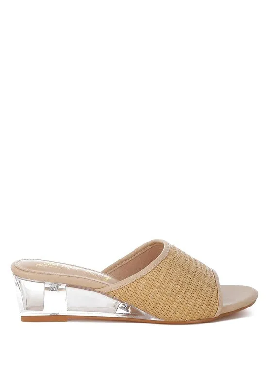 Raffia Clear Heel Wedge Sandals