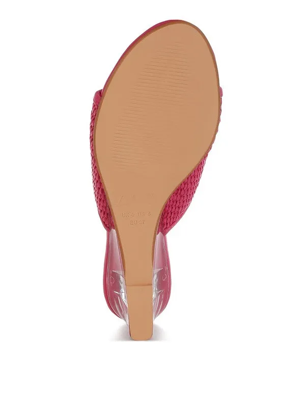 Raffia Clear Heel Wedge Sandals