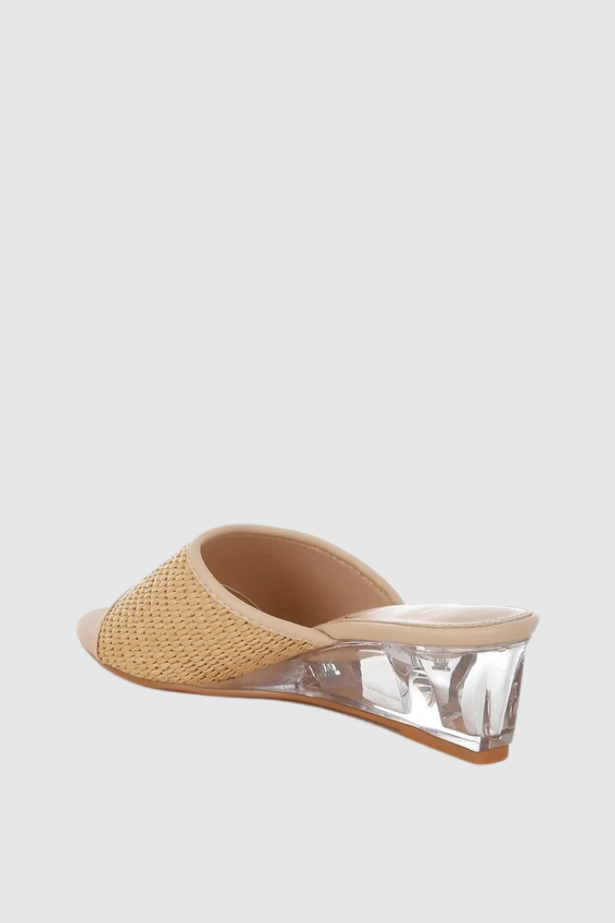 Raffia Clear Heel Wedge Sandals