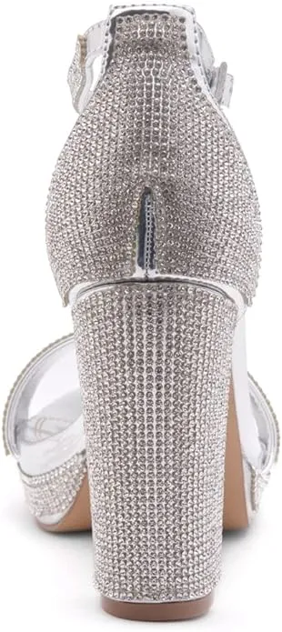 ShoeLand Enlove Silver 2020 Fashion Ankle Strap Platform High Heeled Sandals