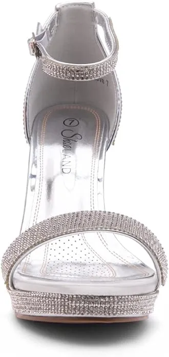 ShoeLand Enlove Silver 2020 Fashion Ankle Strap Platform High Heeled Sandals