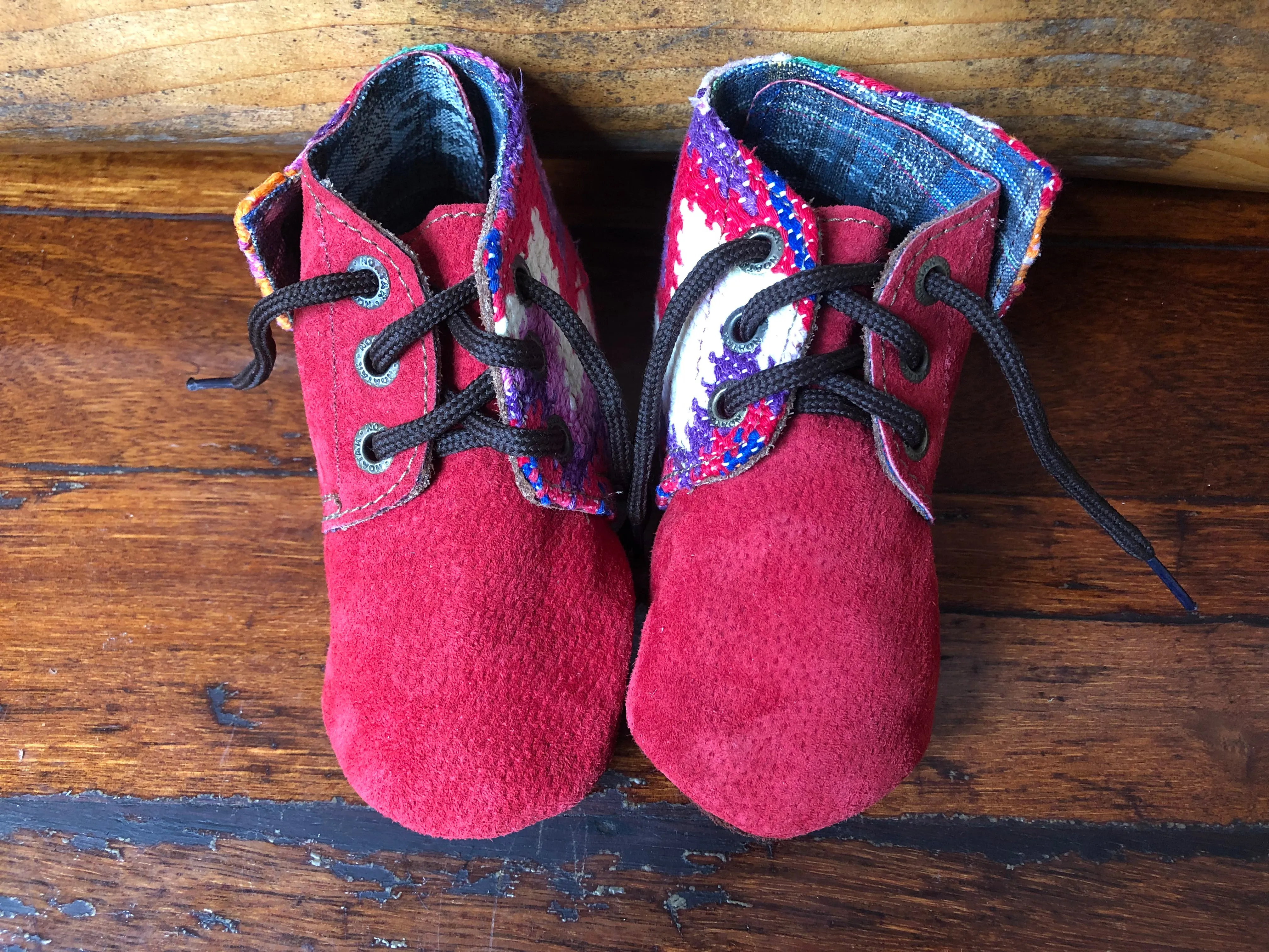 Size 23 Baby Moccasins - Hot Pink with Zigzag
