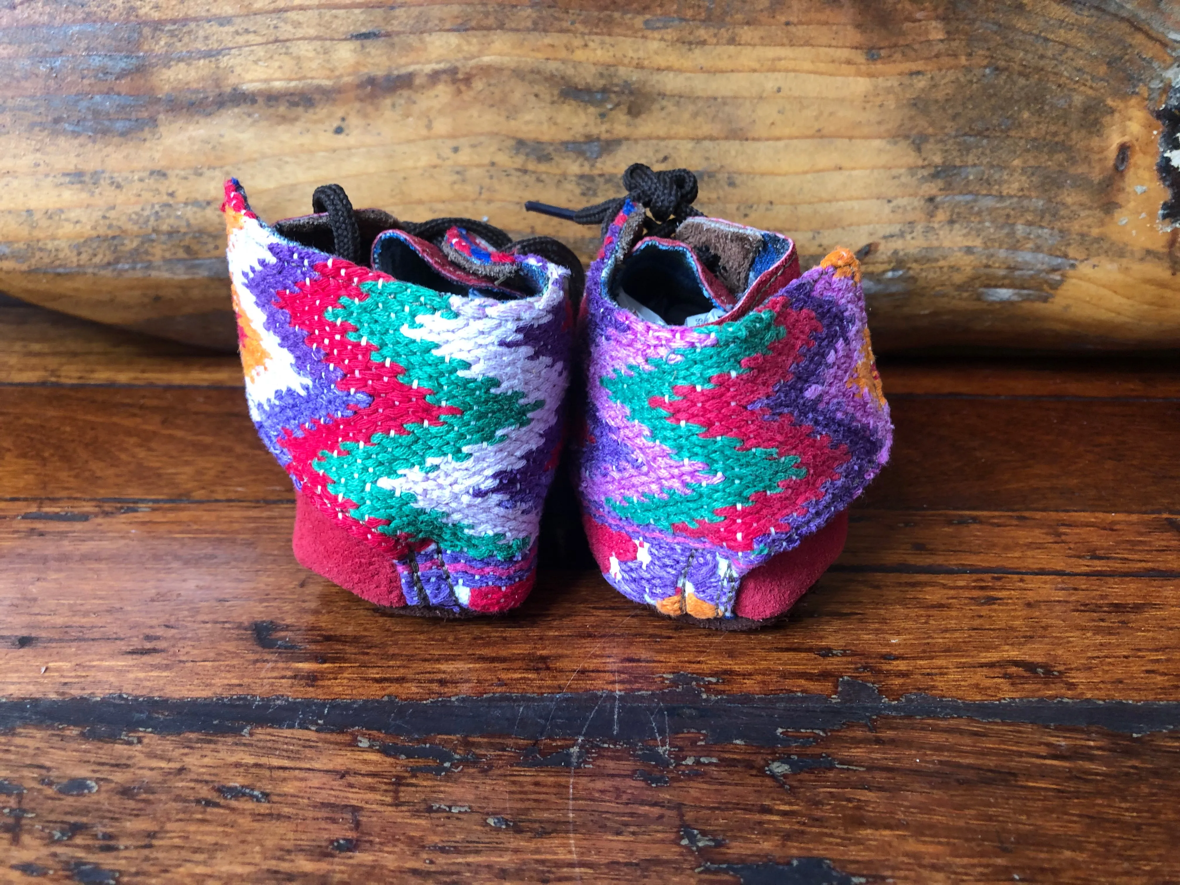 Size 23 Baby Moccasins - Hot Pink with Zigzag