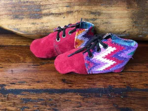 Size 23 Baby Moccasins - Hot Pink with Zigzag