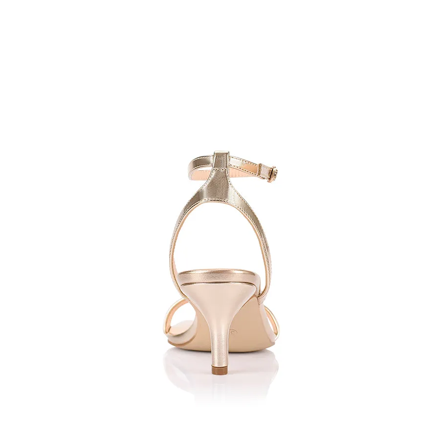 Tally Kitten Heel Sandals - Champagne Gold
