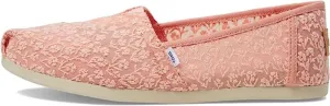 Toms Alpargata Floral Lace Peach Blush Womens Espadrilles Shoes