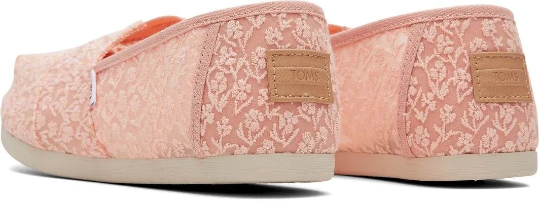 Toms Alpargata Floral Lace Peach Blush Womens Espadrilles Shoes