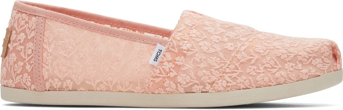Toms Alpargata Floral Lace Peach Blush Womens Espadrilles Shoes