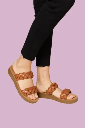 WILD DIVA Woven Dual Band Platform Sandals